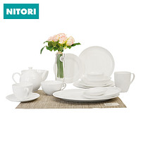 NITORI 日式纯白骨瓷碗碟餐具  4.5英寸翻边碗 2只