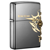 ZIPPO 之宝 ZBT-1-33 侧十字 古银徽章 煤油防风火机 黑冰