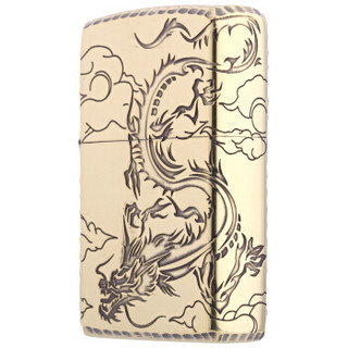 ZIPPO 之宝 ZBT-3-5 金龙出云 氧化镜面蚀刻凿边 煤油防风火机 铜色