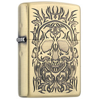 ZIPPO 之宝 ZBT-3-50 惊悚 拉丝蚀刻 煤油防风火机 金色