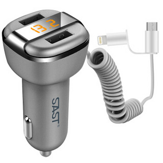 SAST 先科 AY-T52S 3.4A双USB 车载充电器 灰色 