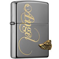 ZIPPO 之宝 打火机 爱天使 黑冰蚀刻徽章 LOG-0044  煤油防风火机