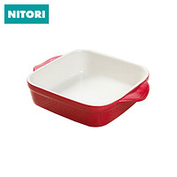 NITORI 日式陶瓷烘焙烤盘长方形  7英寸红色