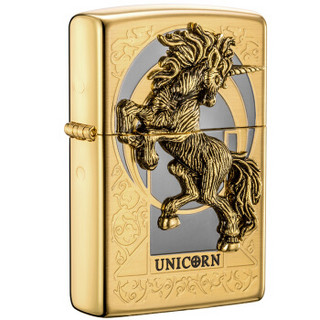 ZIPPO 之宝 打火机 独角兽金色 LCO-0336  煤油防风火机