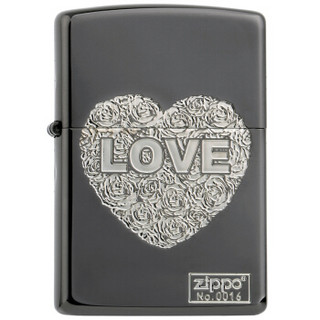 ZIPPO 之宝 ZBT-3-43b 玫瑰之恋银色 黑冰蚀刻镀银填充 煤油防风火机