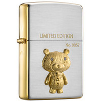 ZIPPO 之宝 ZBT-3-154a 站立的小熊 镜面镀金蚀刻徽章 煤油防风火机