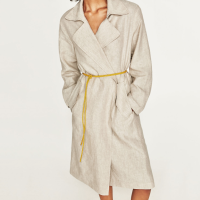 ZARA 07677449052 女士长款亚麻风衣