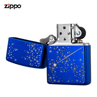 ZIPPO 之宝 ZBT-3-118 夜空中的星 镜面镀镍镀银填充 煤油防风火机 蓝色