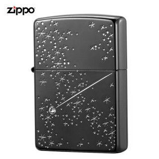 ZIPPO 之宝 ZBT-3-118 夜空中的星 镜面镀镍镀银填充 煤油防风火机 黑色