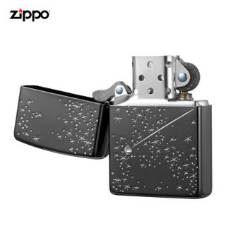 ZIPPO 之宝 ZBT-3-118 夜空中的星 镜面镀镍镀银填充 煤油防风火机 黑色