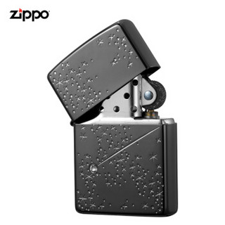 ZIPPO 之宝 ZBT-3-118 夜空中的星 镜面镀镍镀银填充 煤油防风火机 黑色