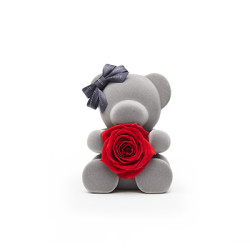 roseonly玫瑰公仔甜心熊灰色端坐版嫣红中型公仔