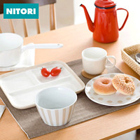 NITORI 米色线条系列 餐具  7.5英寸深盘
