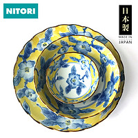 NITORI 黄彩花纹陶瓷餐具  5.5英寸日式碗