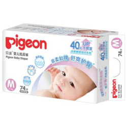 pigeon 贝亲 婴儿真绵实感纸尿裤 M74片 *4件 +凑单品