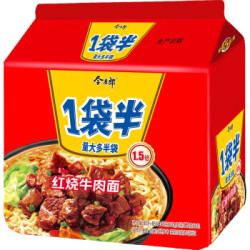 今麦郎 方便面 一袋半红烧牛肉面 五连包 （141g*5袋） *2件