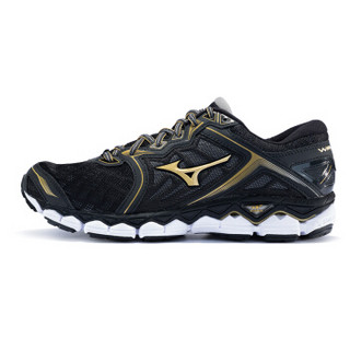 Mizuno 美津浓 WAVE SKY 男士跑鞋  J1GC170250R 黑/金/白 40