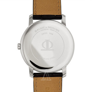 BAUME & MERCIER 名士 Classima系列 MOA08485 男士石英手表 42mm 白盘 黑色皮革表带 圆形