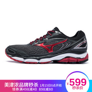 Mizuno 美津浓 WAVE INSPIRE 13 男士跑鞋 深灰/中国红/黑 44.5