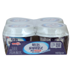 明治 meiji 清甜原味 100g*4 保加利亚式酸奶酸牛奶 凝固型 低温酸奶 进口乳酸菌 明治特选LB81乳酸菌