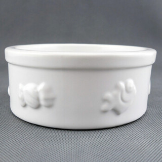 田田猫 卡通浮雕 陶瓷猫碗 白色