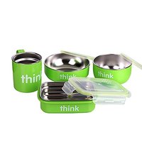 thinkbaby 辛克宝贝 不锈钢儿童餐具套装 4件套 绿色