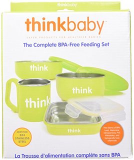 thinkbaby 辛克宝贝 不锈钢儿童餐具套装 4件套 绿色