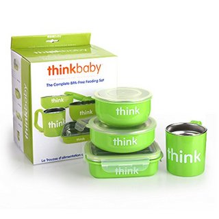 thinkbaby 辛克宝贝 不锈钢儿童餐具套装 4件套 绿色