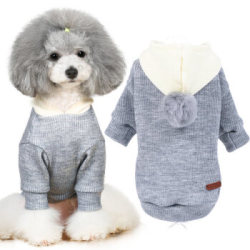 华元宠具(hoopet)狗狗衣服泰迪约克夏秋冬装小型犬幼犬宠物罗纹连帽毛衣S *10件