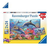Ravensburger 睿思 儿童玩具 拼图 2*24片装  海底世界 090174