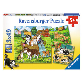 Ravensburger 睿思 儿童益智 拼图玩具 3*49片装 田园宠物猫狗 080021