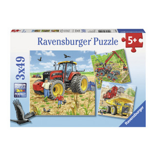 Ravensburger 睿思 儿童益智 拼图玩具 3*49片装 大型机械 080120