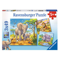 Ravensburger 睿思 儿童益智 拼图玩具 3*49片装 野生动物 080038