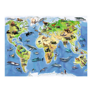 Ravensburger 睿思 夜光拼图100片 彩色动物世界地图 136698