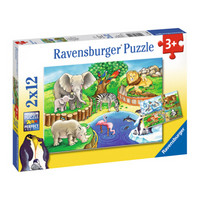 Ravensburger 睿思 纸质拼图 2*12片装 美丽动物园 076024