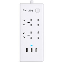 PHILIPS 飞利浦 SPS2412E 4插位插排 1.8m（3个USB口）