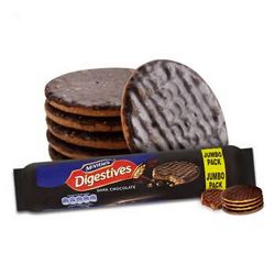 英国进口 麦维他 McVitie's 黑巧克力全麦消化饼干500g *10件