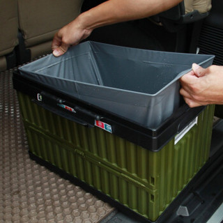 亿高 EKOA折叠收纳箱大号加厚整理箱衣物玩具收纳盒汽车储物箱57升透明灰 战地绿