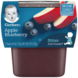 嘉宝进口婴儿辅食苹果蓝莓泥2段6个月113g*2盒 *10件