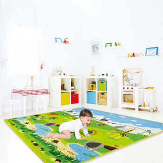 Hape 丛林动物爬行厚垫小号180x150x2cm加厚婴幼客厅XPE材质2cm儿童环保双面爬爬垫爬行垫男孩女孩玩具