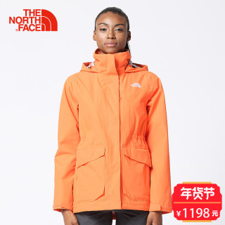THE NORTH FACE 北面 35CH 女款防水透气户外冲锋衣 UCB/橙色 L
