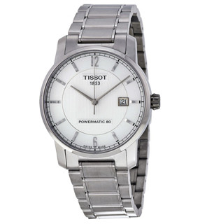 TISSOT 天梭 T-Classic Collection T087.407.44.037.00 男款机械腕表 40mm 白色 银色 钛金属