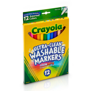 Crayola 绘儿乐 可水洗水彩笔 12色细头