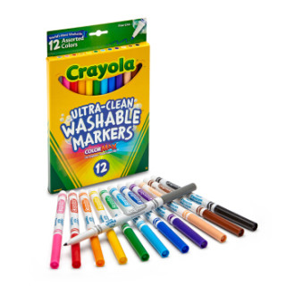 Crayola 绘儿乐 可水洗水彩笔 12色细头