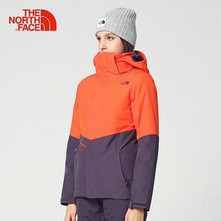 THE NORTH FACE 北面 367P 女款户外保暖三合一滑雪冲锋衣 WJY/红色/紫色 L 