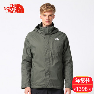 THE NORTH FACE 北面 3CGK 男款秋冬保暖棉三合一冲锋衣 HBY/绿色 L 