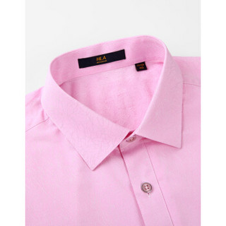 HLA 海澜之家 男士纯色衬衫 粉红花纹 