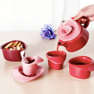 尖叫设计 PO:玫瑰花茶壶套装 蒂芙尼蓝
