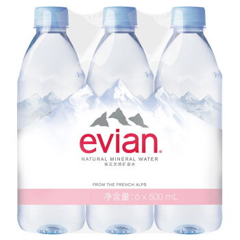 法国原装进口 依云(evian)天然矿泉水 500ml*6瓶