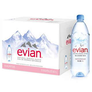 evian 依云 依云(evian)法国原装进口饮用天然矿泉水1L*12瓶纯净天然矿泉水整箱新老包装替换，随机发货